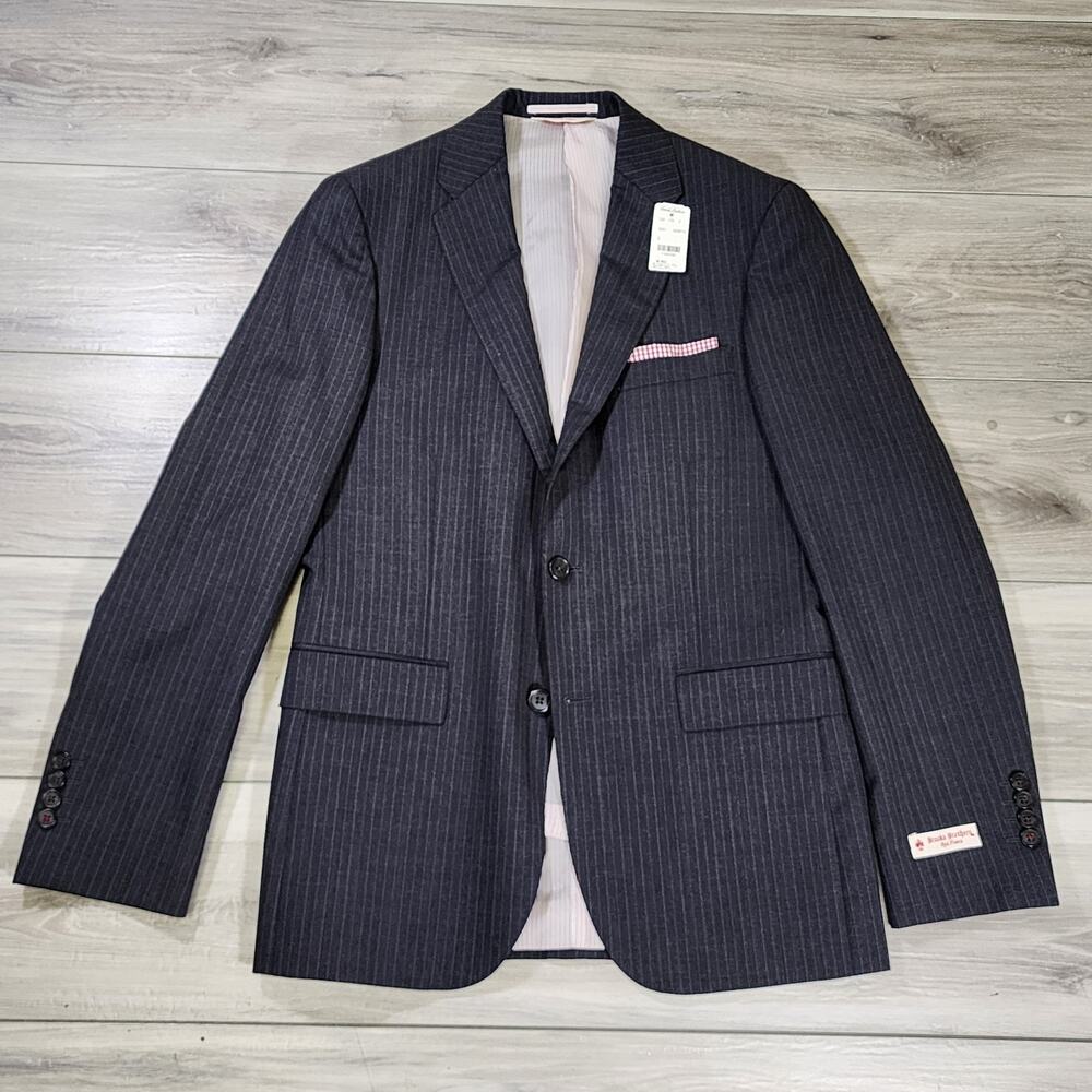 Brooks Brothers Suit Jacket Men's 38 Black Striped New